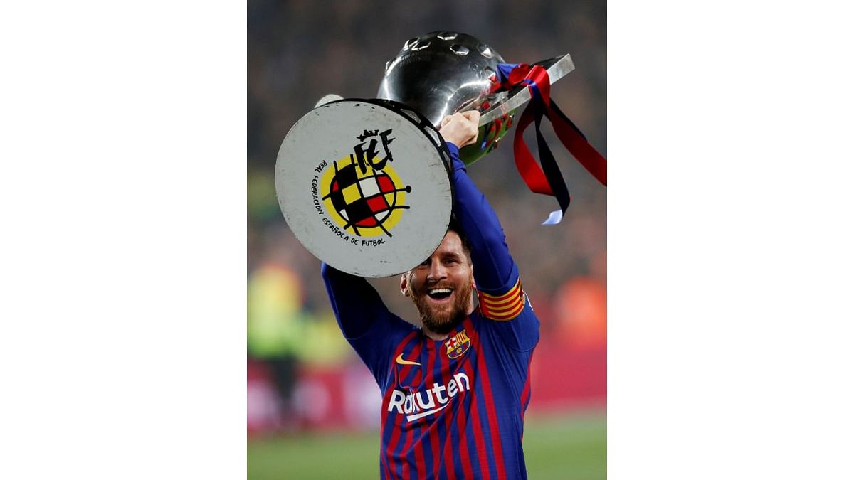 Lionel Messi also holds the record of winning most Spanish La Liga wins by a foreign player. His team FC Barcelona has won 10 league titles while Lionel Messi was with them. Credit: Reuters Photo