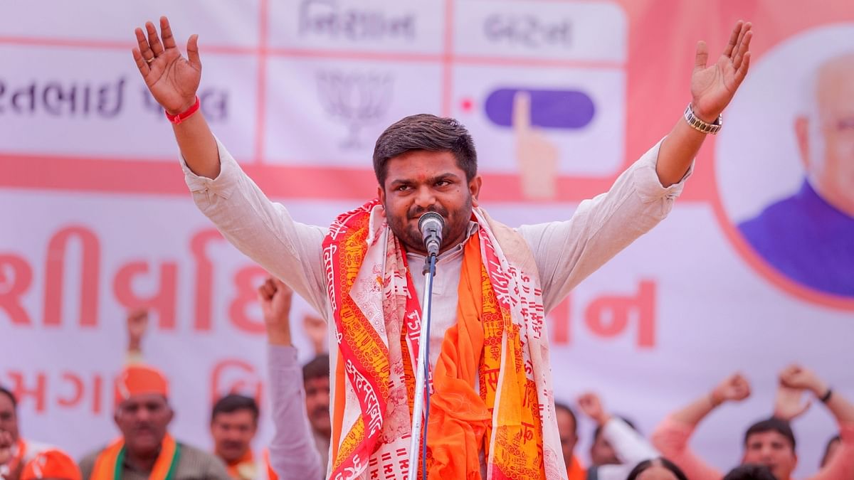 Patidar leader Hardik Patel is making his debut as a BJP leader at the Gujrat Elections 2022 and is contesting from Viramgam constituency. Credit: PTI Photo
