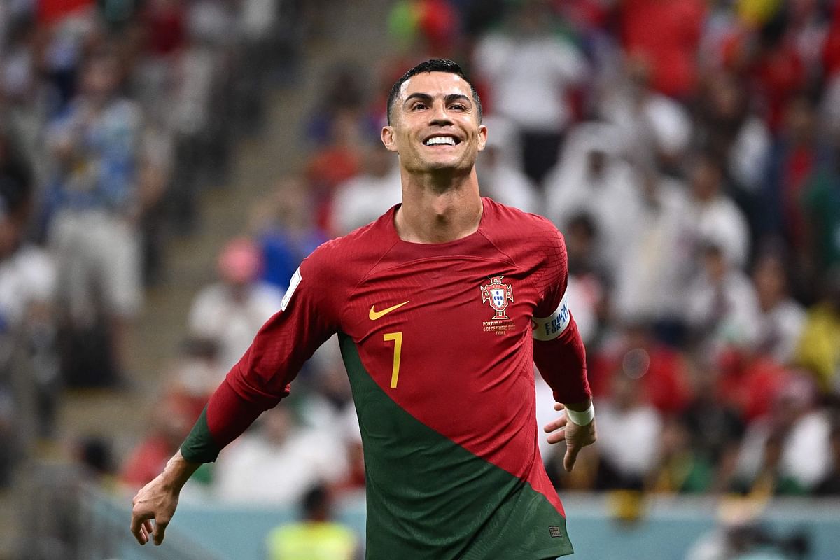 Portugal's forward #07 Cristiano Ronaldo reacts during the Qatar 2022 World Cup round of 16 football match between Portugal and Switzerland. Credit: AFP Photo