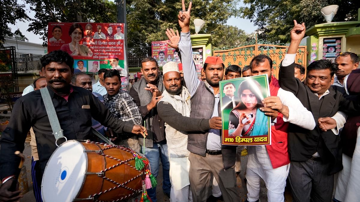 UP Bypoll: SP workers celebrate Dimple Yadav's thumping victory
