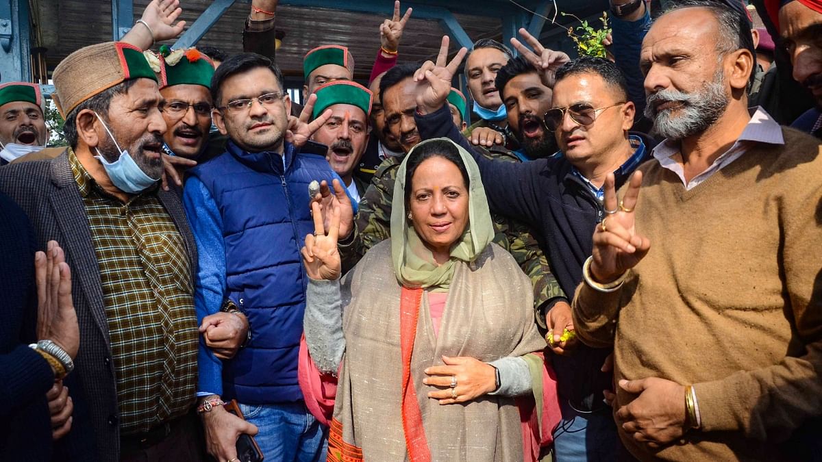 Himachal Pradesh Congress president Pratibha Singh is considered a key frontrunner for the chief minister's post. She is the widow of Virbhadra Singh, who had been a six-time chief minister of Himachal Pradesh. Credit: PTI Photo