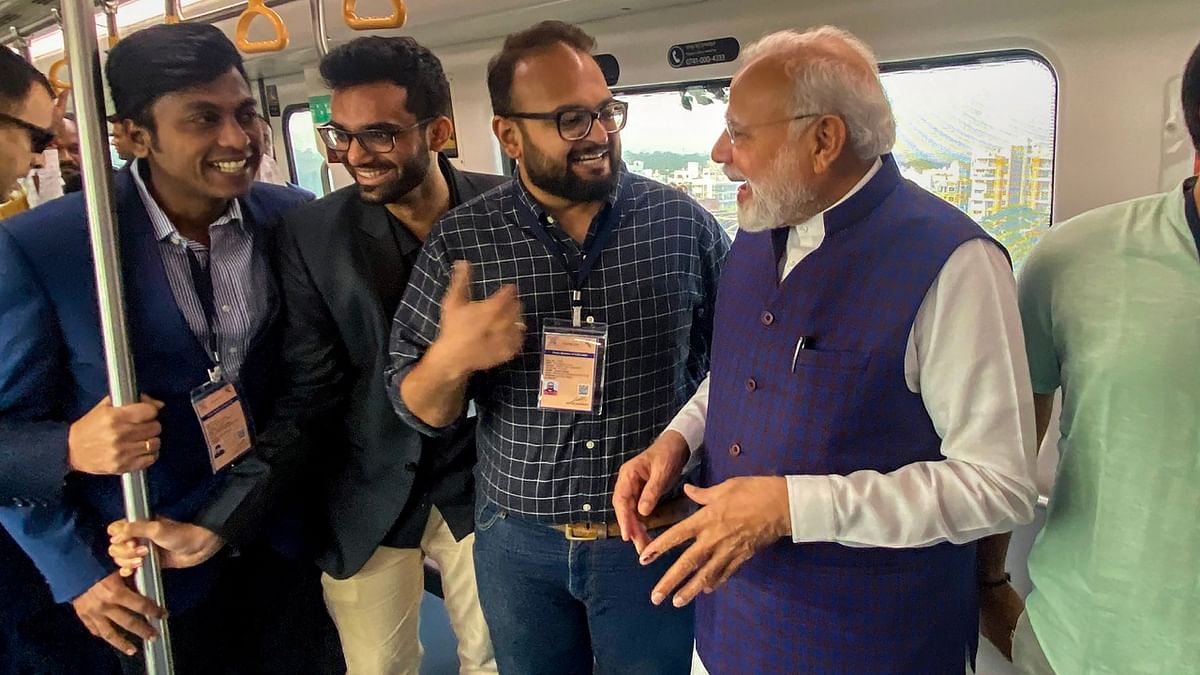 Modi also dedicated the Government Maintenance Depot (locomotive maintenance depot) at Ajni in the city and Kohli-Narkher section of the Nagpur-Itarsi third line project  to the nation. Credit: Twitter/@narendramodi