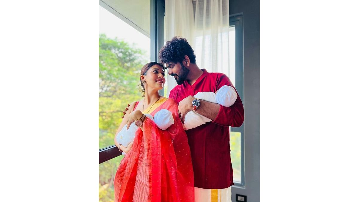 Filmmaker Vignesh Shivan and his wife, lady superstar Nayanthara welcomed twin baby boys in October 2022. Shivan and Nayan, who tied the knot in June 2022, welcomed the twins via surrogacy. Credit: Instagram/@wikkiofficial