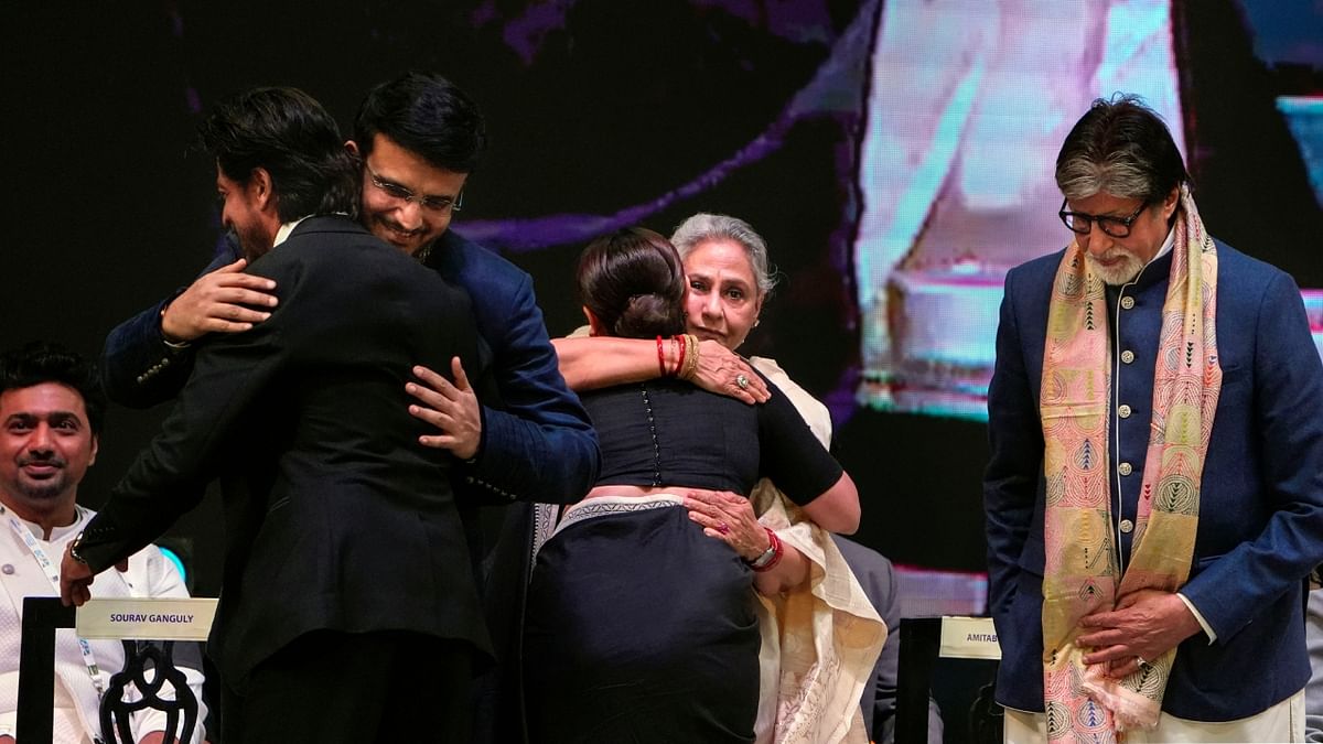 Shah Rukh Khan, Sourav Ganguly, Jaya Bachchan, Rani Mukerji exchange greetings. Credit: PTI Photo