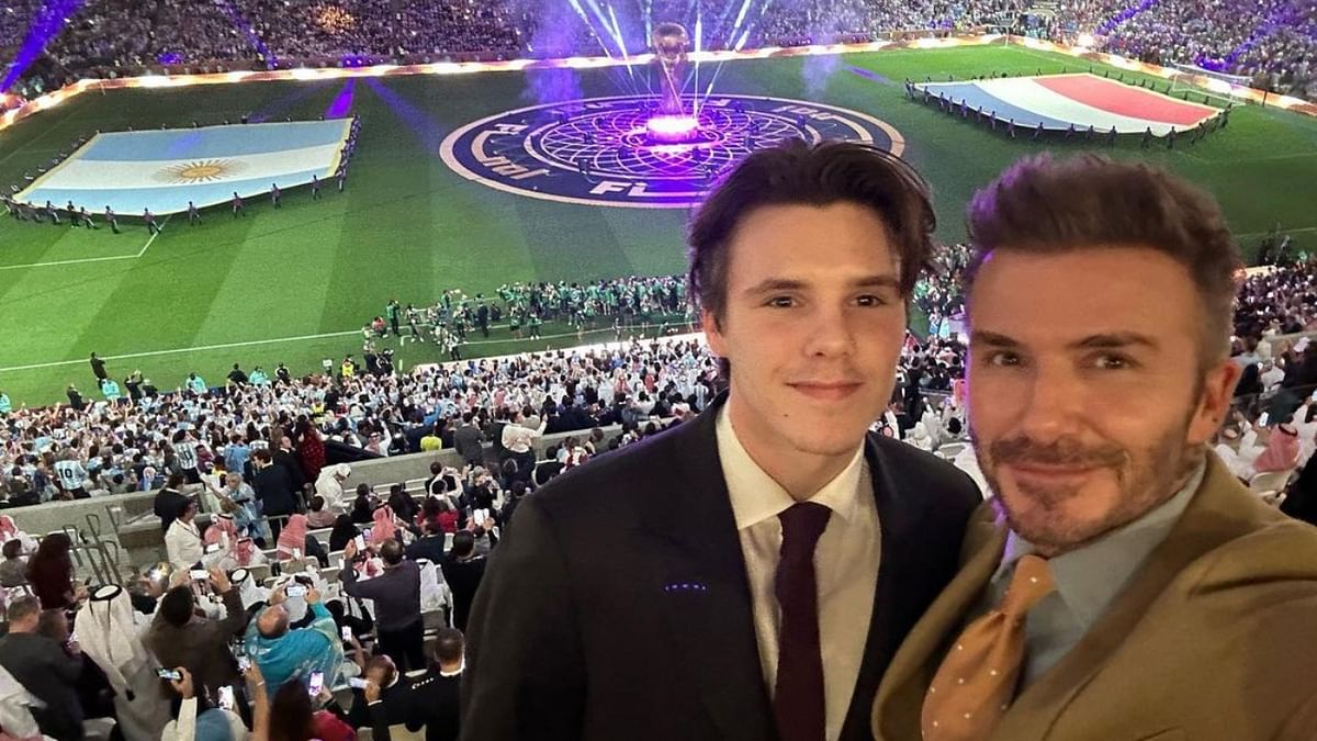 England football legend David Beckham also shared a photo of himself and his son enjoying the finals. Credit: Instagram/@davidbeckham