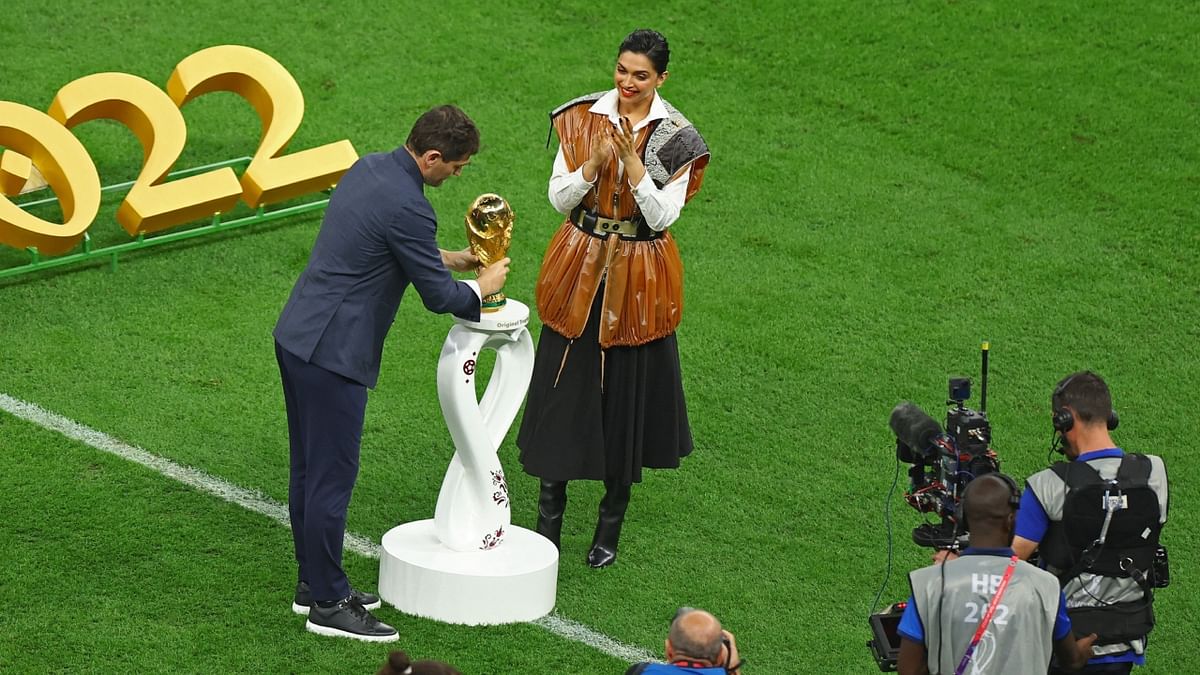 She escorted the FIFA World Cup trophy in a specially commissioned truck and unveiled it at the Lusail Stadium in front of thousands of football fans. Credit: Reuters Photo