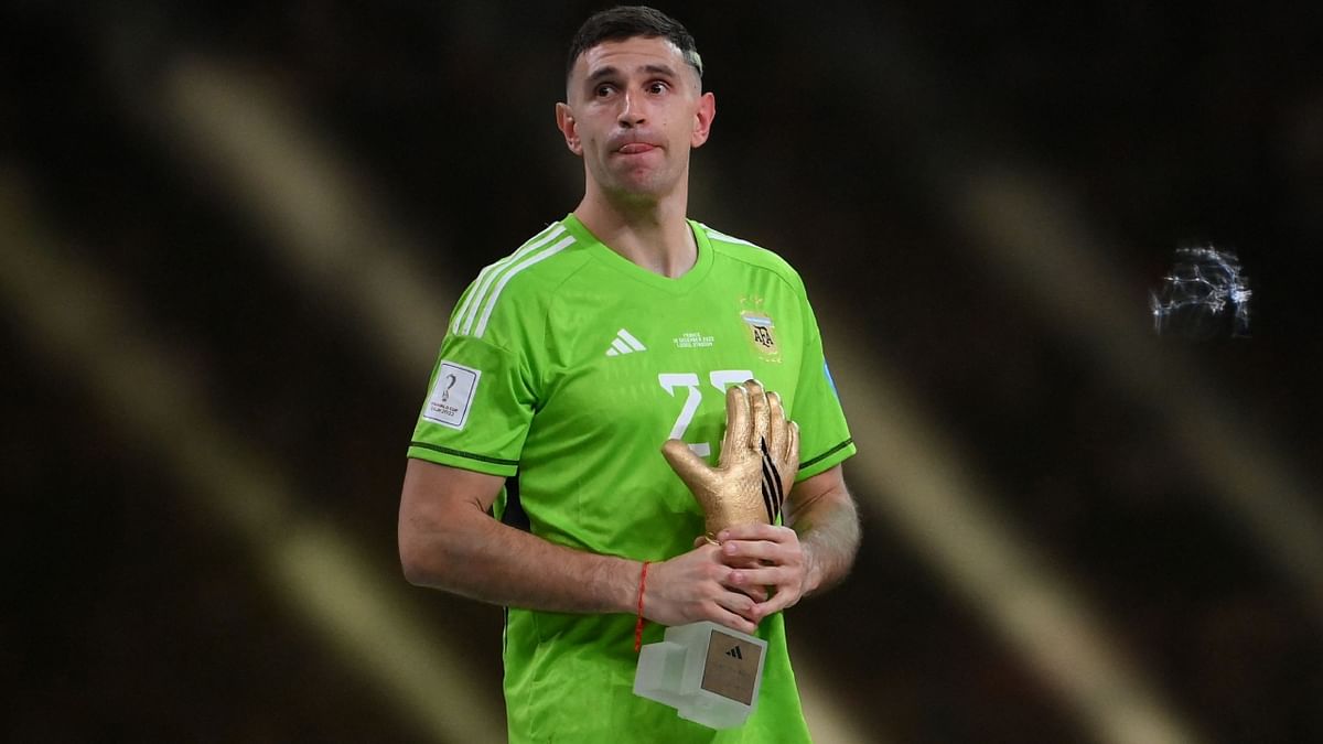 Argentina goalkeeper Emiliano Martinez won the Golden Glove award. Credit: AFP Photo