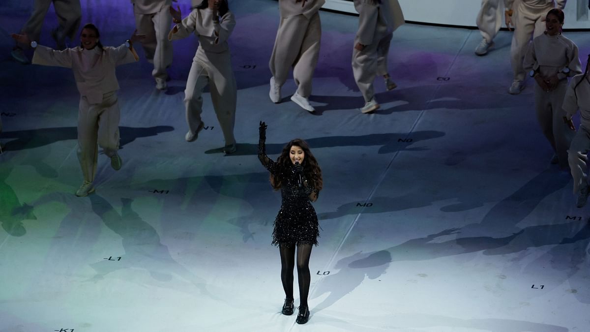 Actress Nora Fatehi performs during the closing ceremony of the Qatar 2022 World Cup. Credit: AFP Photo