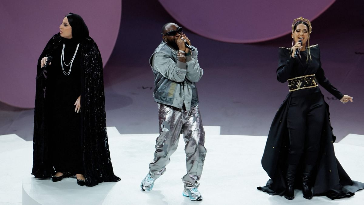 US-Nigerian singer Davido performs at the closing ceremony of the Qatar 2022 World Cup at Lusail Stadium in Lusail, north of Doha. Credit: AFP Photo