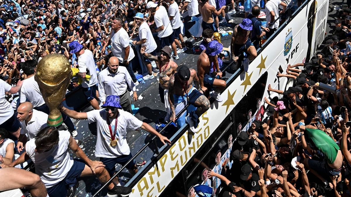Jubilant fans swarmed the capital that hosted a parade to welcome the World Cup champions in an open-air bus. Credit: AFP Photo