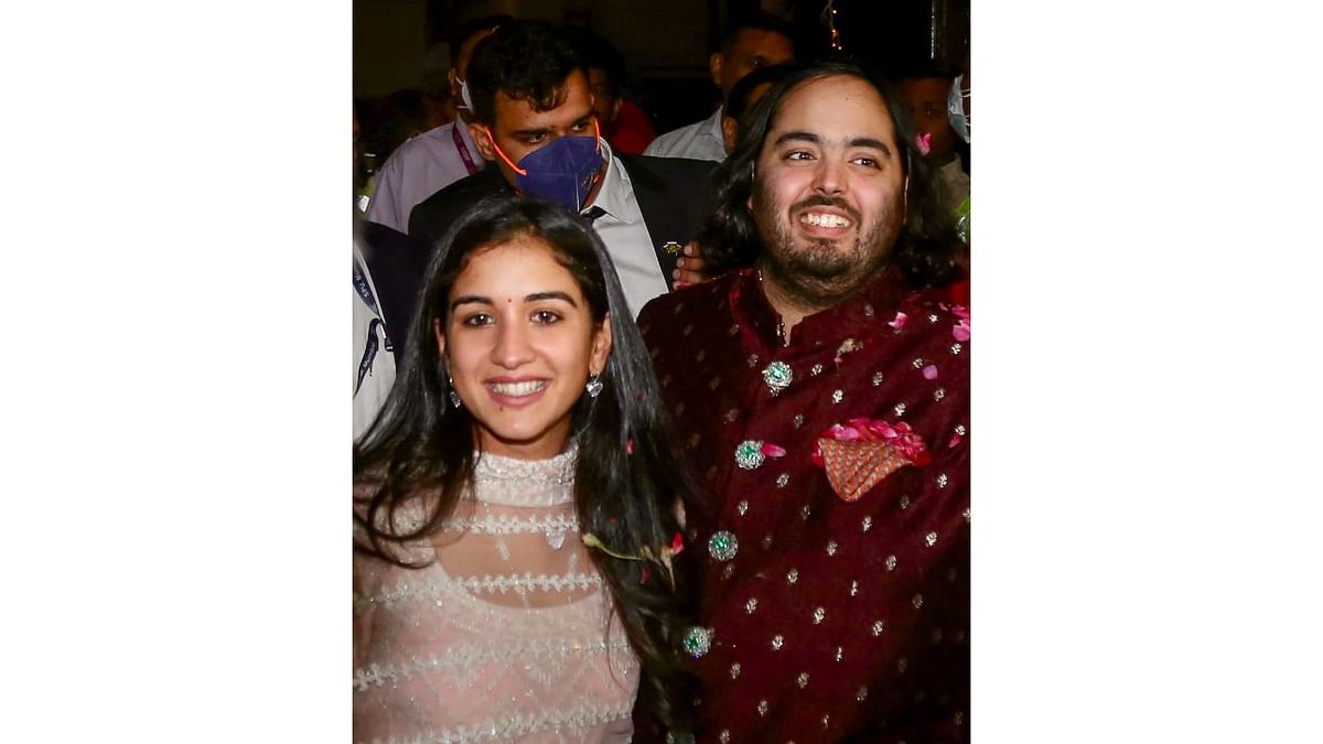 The youngest son of billionaire Mukesh Ambani, Anant Ambani got engaged to Radhika Merchant, the daughter of industrialist Viren Merchant in Rajasthan on December 29. Credit: PTI Photo