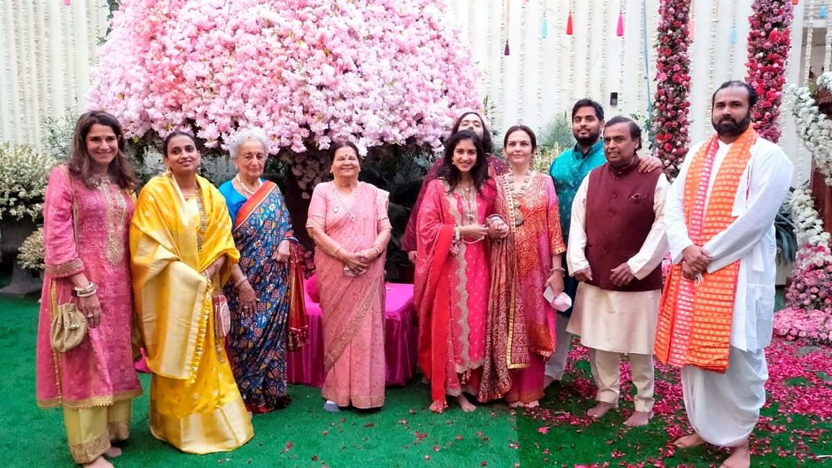 The engagement ceremony was performed at the Shrinathji Temple at Nathdwara in Rajasthan in the presence of family members and friends. Credit: PTI Photo