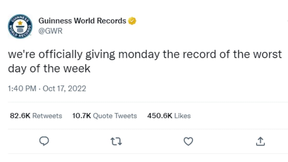 The Guinness World Records' earlier this year declared Monday as the 'worst day of the week'. “We’re officially giving Monday the record of the worst day of the week,