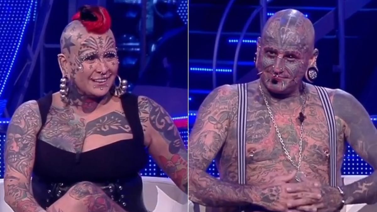 An Argentian couple broke the record for most number of body modifications, in 2022. The duo- Gabriela and Victor Hugo Peralta -  have a total of 98 tattoos, along with 50 body piercings, 8 microdermals, 14 body implants, 5 dental implants, 4 ear expanders and more. Credit: Instagram/guinnessworldrecords
