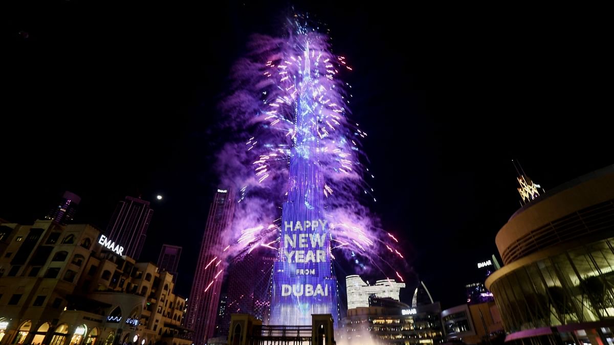 Fireworks explode from the Burj Khalifa, the tallest building in the world, during the New Year's Eve celebrations in Dubai, United Arab Emirates. Credit: Reuters Photo