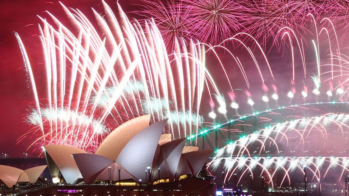 New Year's Eve fireworks lit up the sky over the Sydney Opera House and Harbour Bridge in Sydney. Credit: AFP Photo