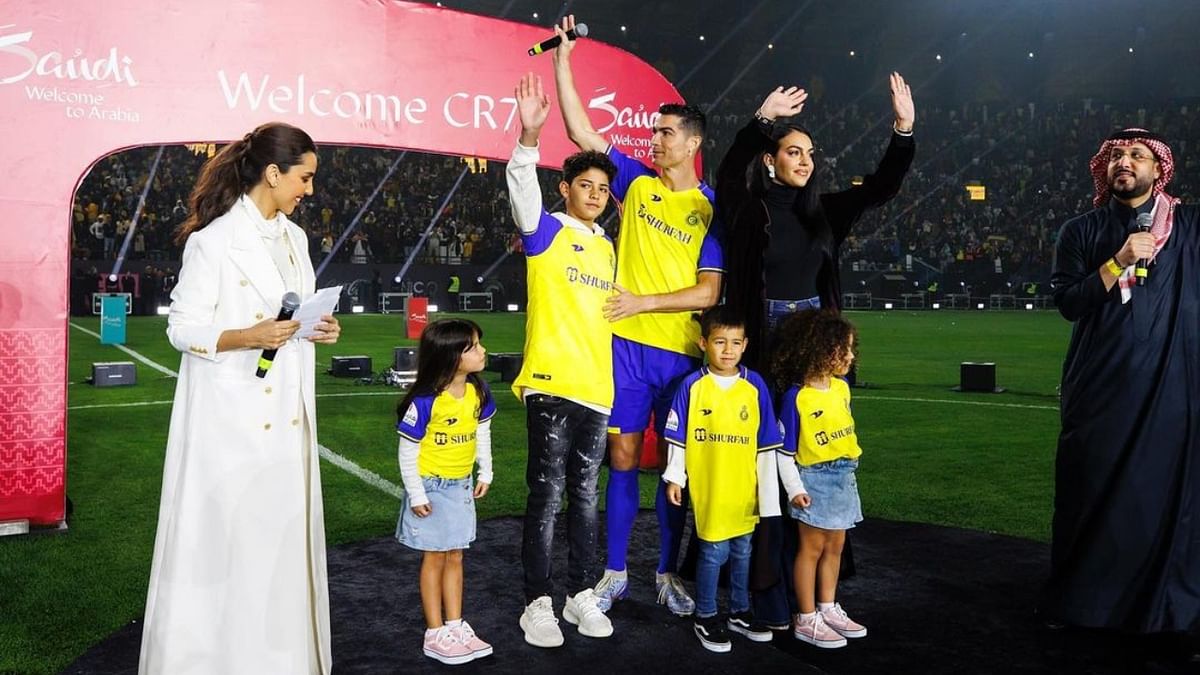 Ronaldo's partner Georgina Rodriguez, wearing the traditional black abaya or all-covering robe worn by most Saudi women, followed at a distance along with the football icon's children. Credit: Instagram/@cristiano