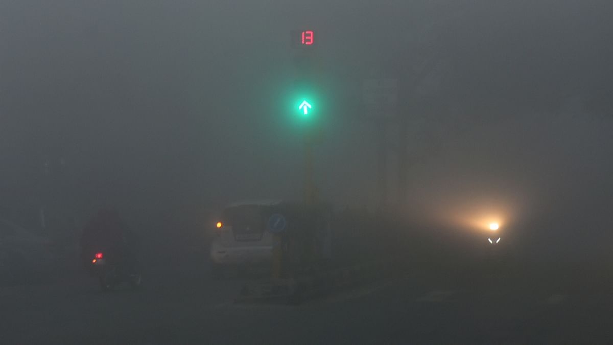 According to the weather office, 'very dense' fog is when visibility is between 0 and 50 metres, 51 and 200 metres is 'dense', 201 and 500 metres 'moderate', and 501 and 1,000 metres 'shallow'. Credit: PTI Photo
