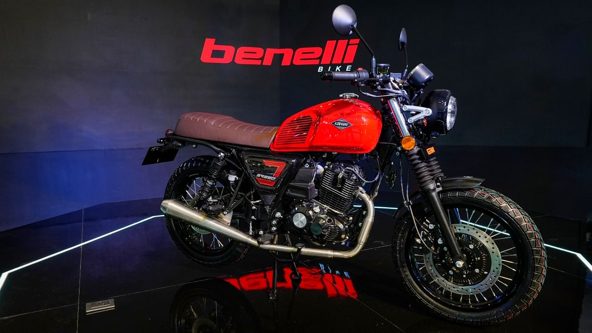 Hyderabad-based Adishwar Auto Ride India (AARI) introduced the Italian bicycle brand Benelli Bike in India and also launched a superbike Keeway SR250 at Auto Expo 2023. Credit: PTI Photo