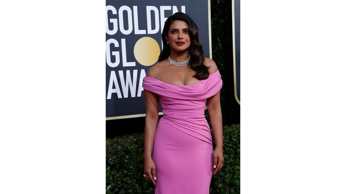 At the Golden Globes 2020, Priyanka Chopra donned a striking pink gown. Credit: Reuters Photo