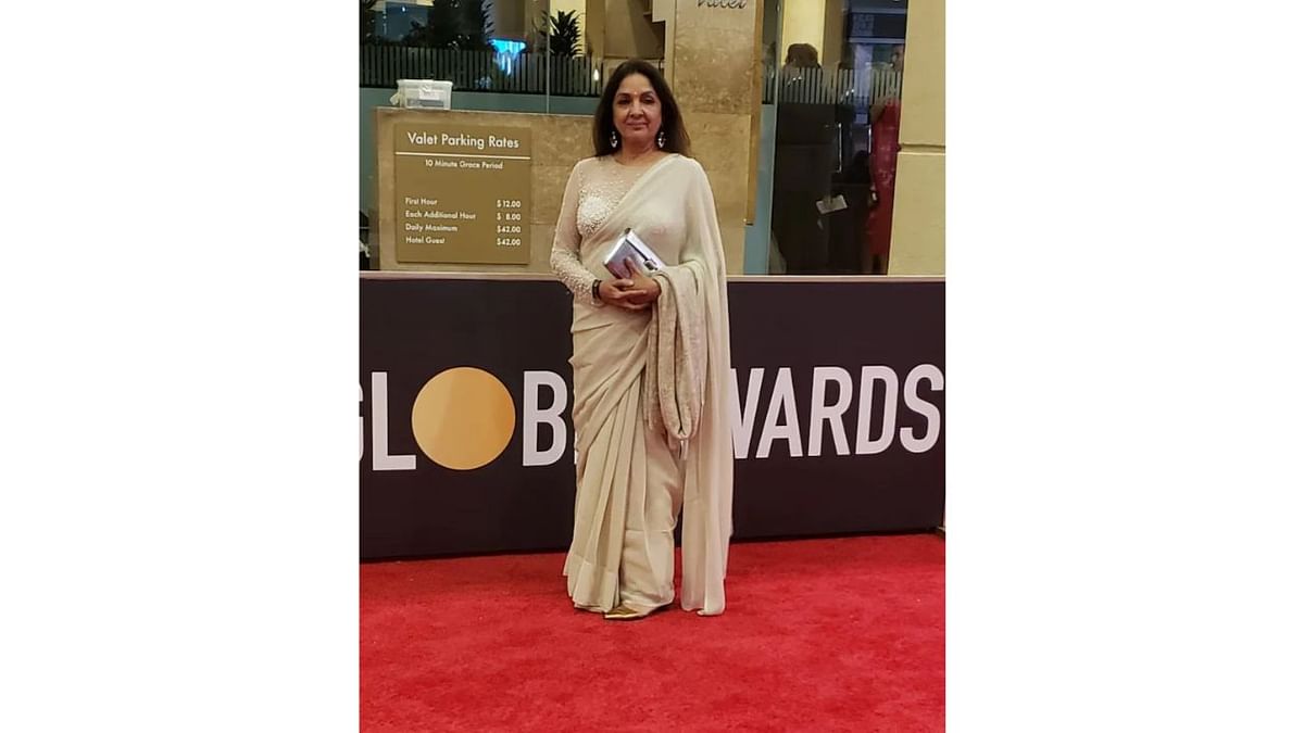 Versatile actress Neena Gupta graced the Golden Globe Awards in 2019. She picked a Wendell Rodrick’s saree for the award gala. Credit: Special Arrangement