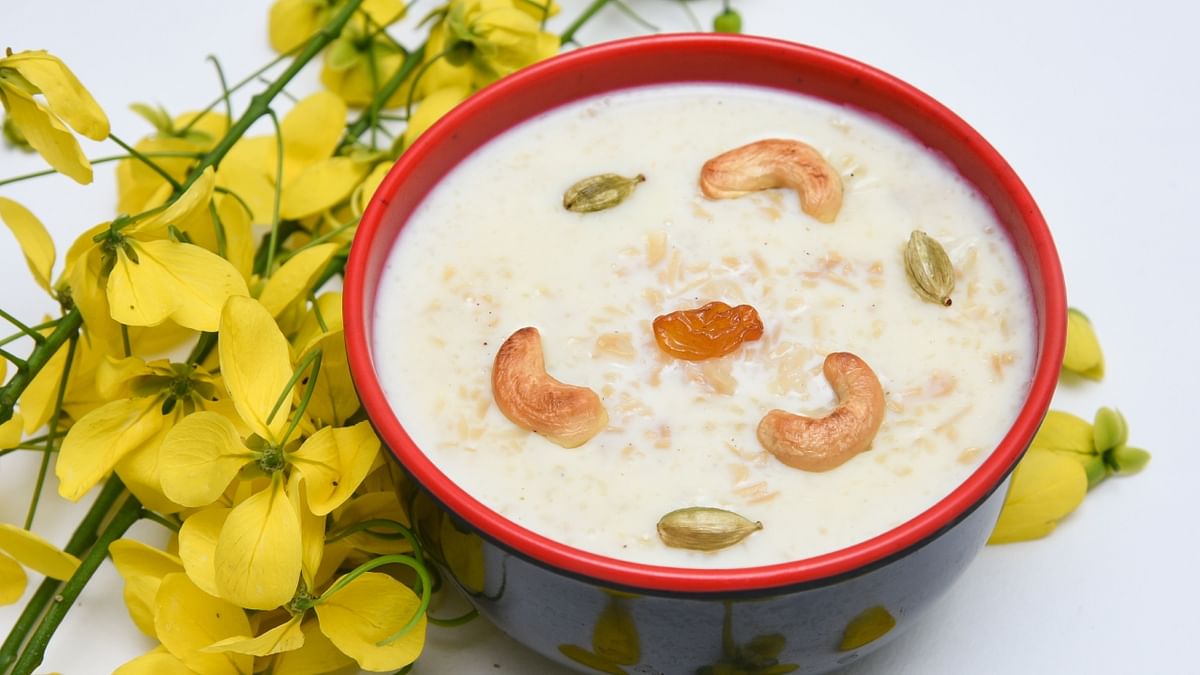 Paal Payasam: The traditional sweet dish, payasam is cooked with rice, milk, jaggery, coconut and dry fruits. Credit: Getty Images