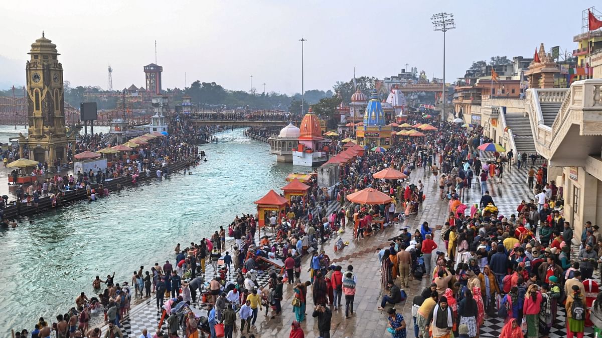 Devotees have been flocking at Varanasi, Tattapani, Tattapani and other areas to take the holy dip. Credit: PTI Photo
