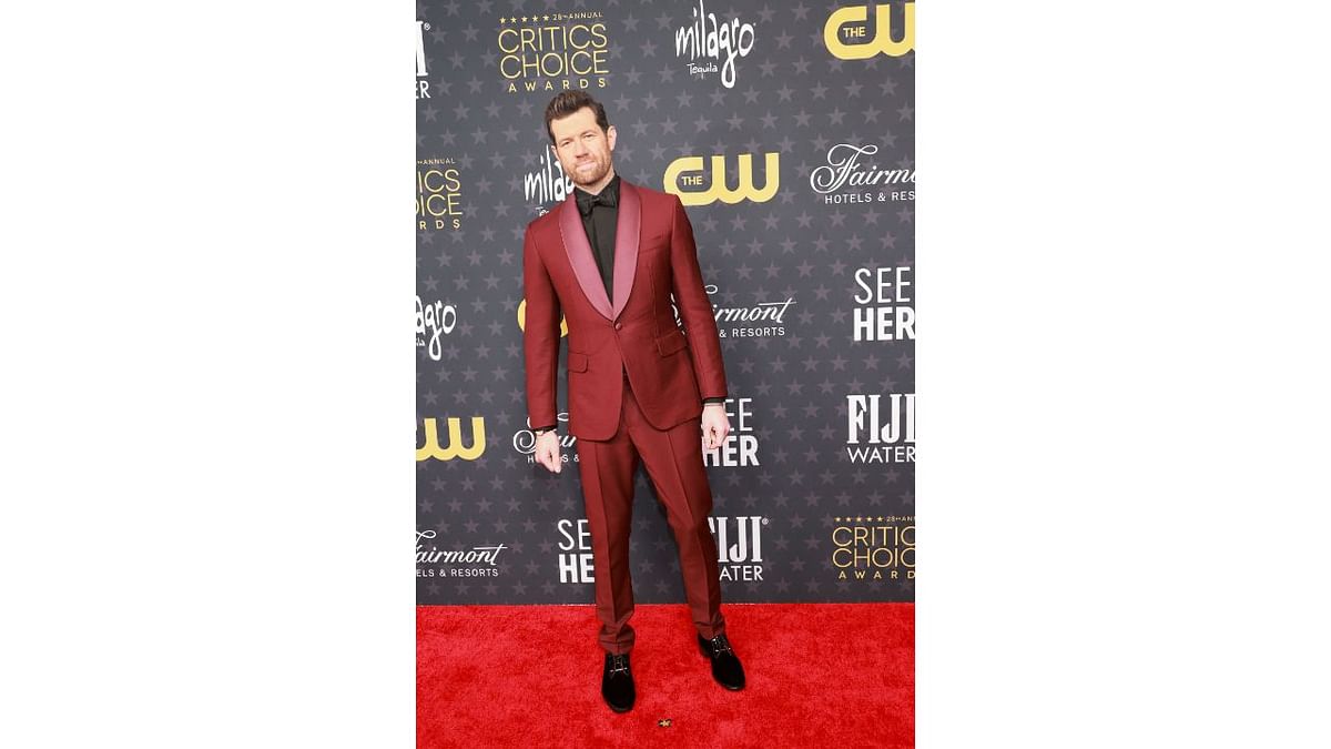 Billy Eichner looked dapper in wine suit which he paired with a black shirt and black shoes. Credit: Reuters Photo