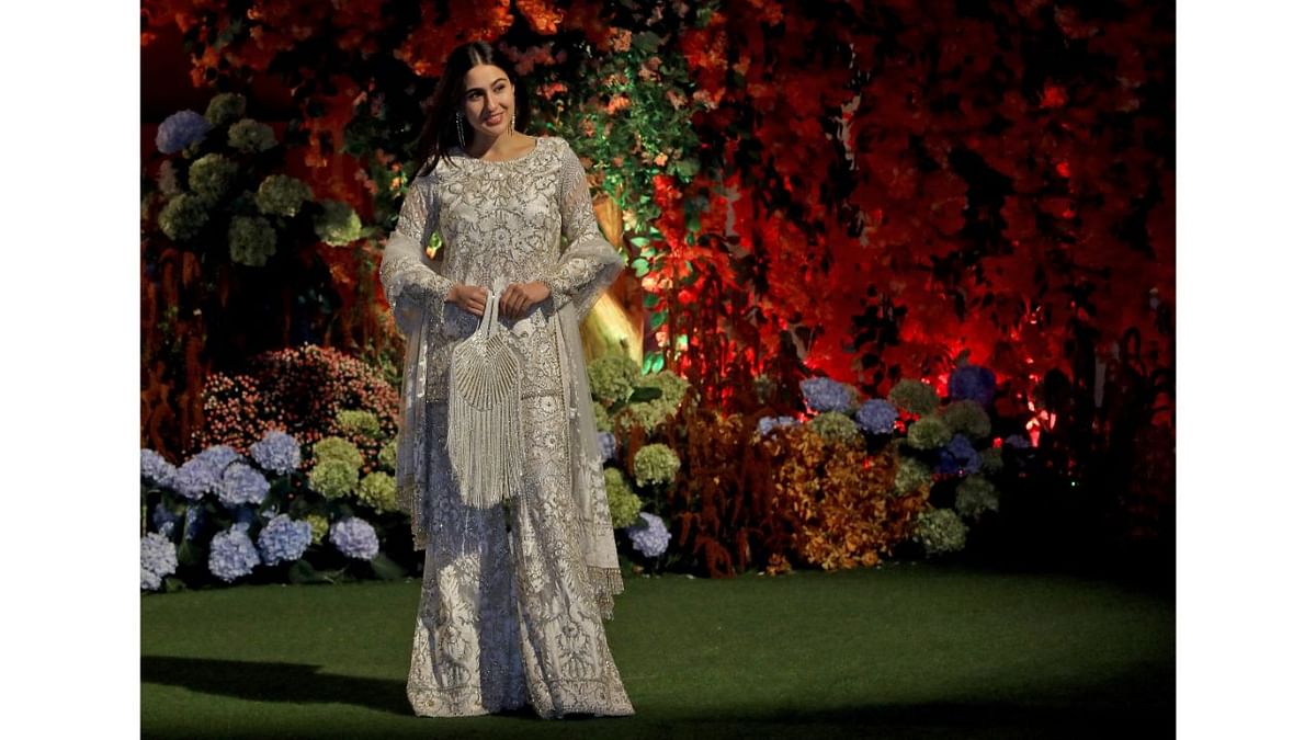 Sara Ali Khan went for sharara in a monochrome palette. Credit: AFP Photo