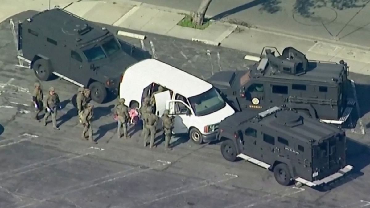 The drama came to an end after an hourslong manhunt, a SWAT team pinned that van in a parking lot in Torrance, some 30 miles from the scene of the shootings. Credit: Reuters Photo