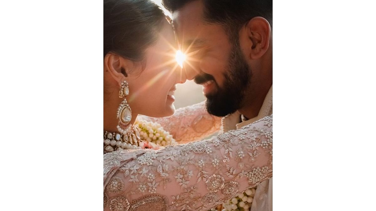 The newly-married couple are seen madly in love in the pictures. Credit: Instagram/@athiyashetty