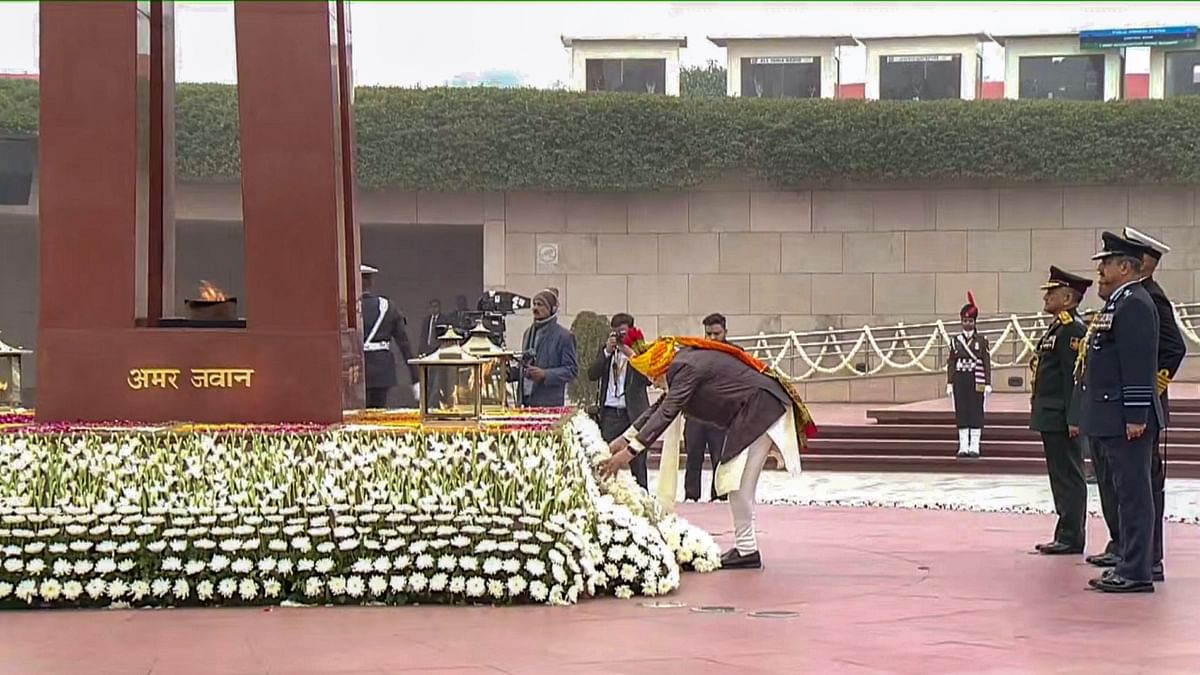 There, he paid floral tributes to the fallen heroes. Credit: PTI Photo