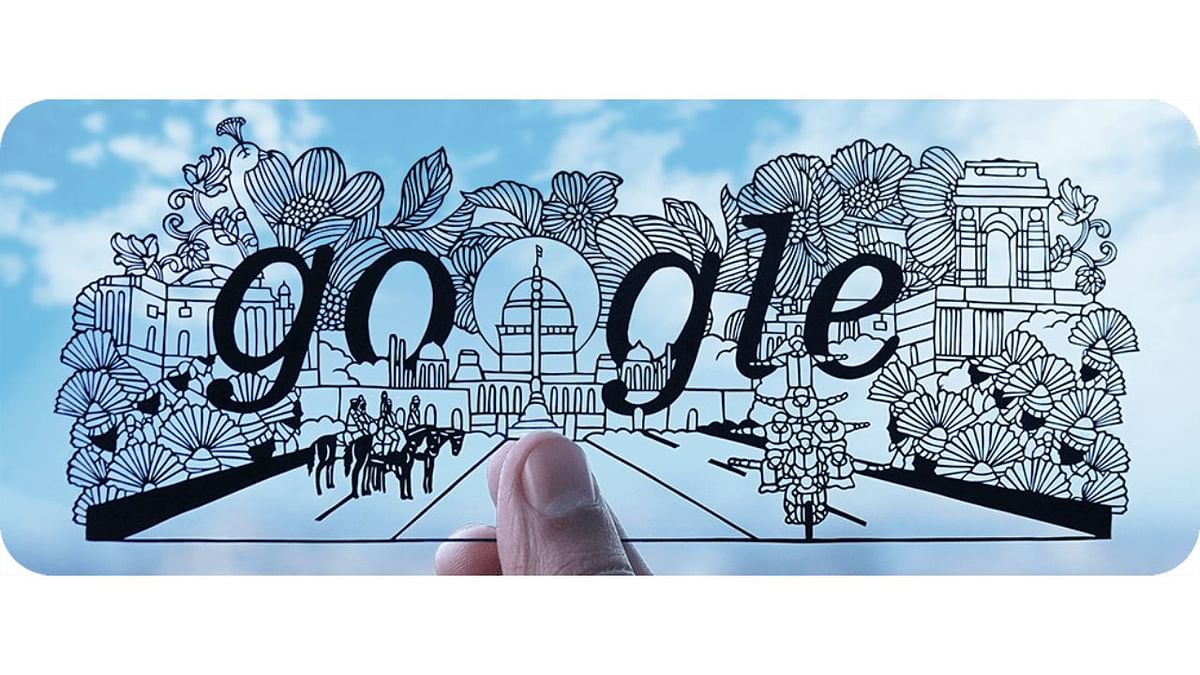 Celebrating India's 74th Republic Day, this year's Google doodle depicted elements of the R-Day parade, in addition to artwork featuring the Rashtrapati Bhavan, the India Gate, the armed marching contingent, and motorcycle riders. It was made by Gujarat-based artist Parth Kothekar. Credit: Google Photo