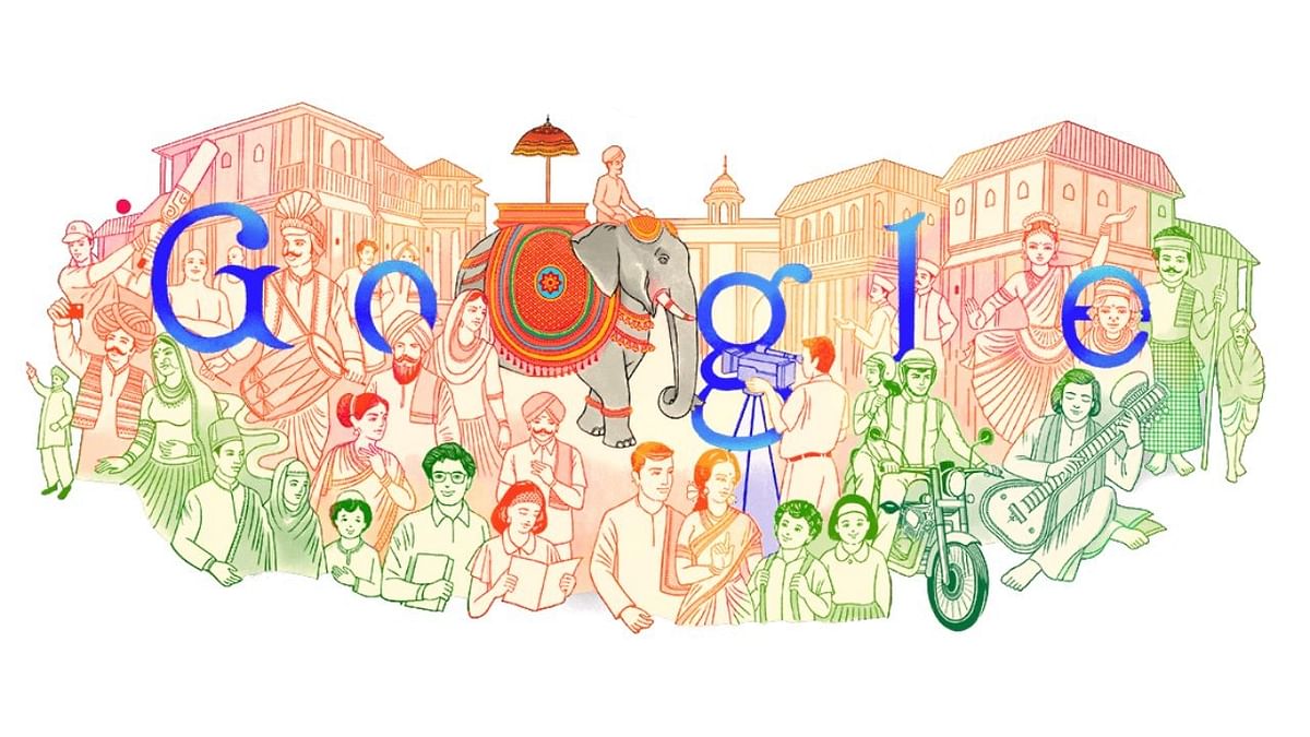 Google paid a tribute to India’s art and architecture, cultural, and sartorial heritage with a colourful doodle on the 72nd Republic Day. The artwork showcased beautiful old buildings in the backdrop in a light saffron hue with people in the front in a green shade, in a nod to the Tricolour. Credit: Google Photo