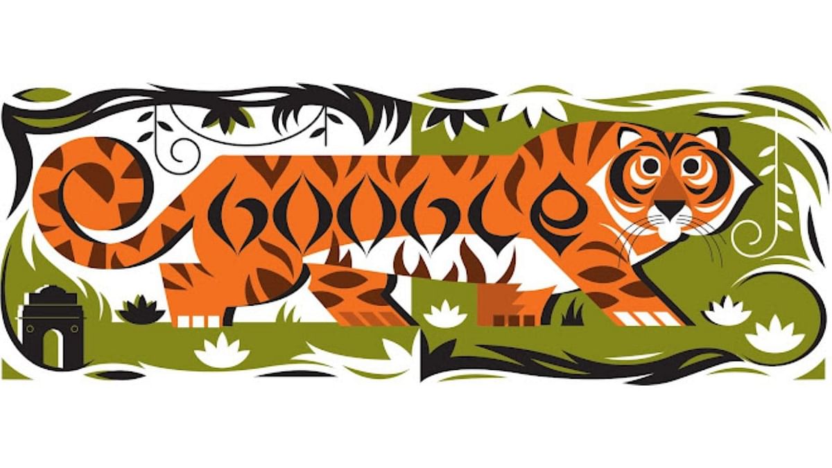 The 64th Republic Day Google doodle depicted India's national animal, the tiger. Credit: Google Photo