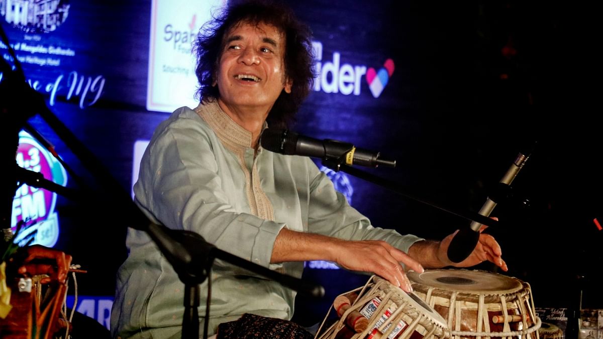 Tabla maestro Zakir Hussain, also a composer and percussionist, was bestowed with the Padma Vibhushan for his exceptional and distinguished service. The acclaimed musician had received Padma Shri and Padma Bhushan in 1988 and 2002, respectively. Credit: PTI Photo