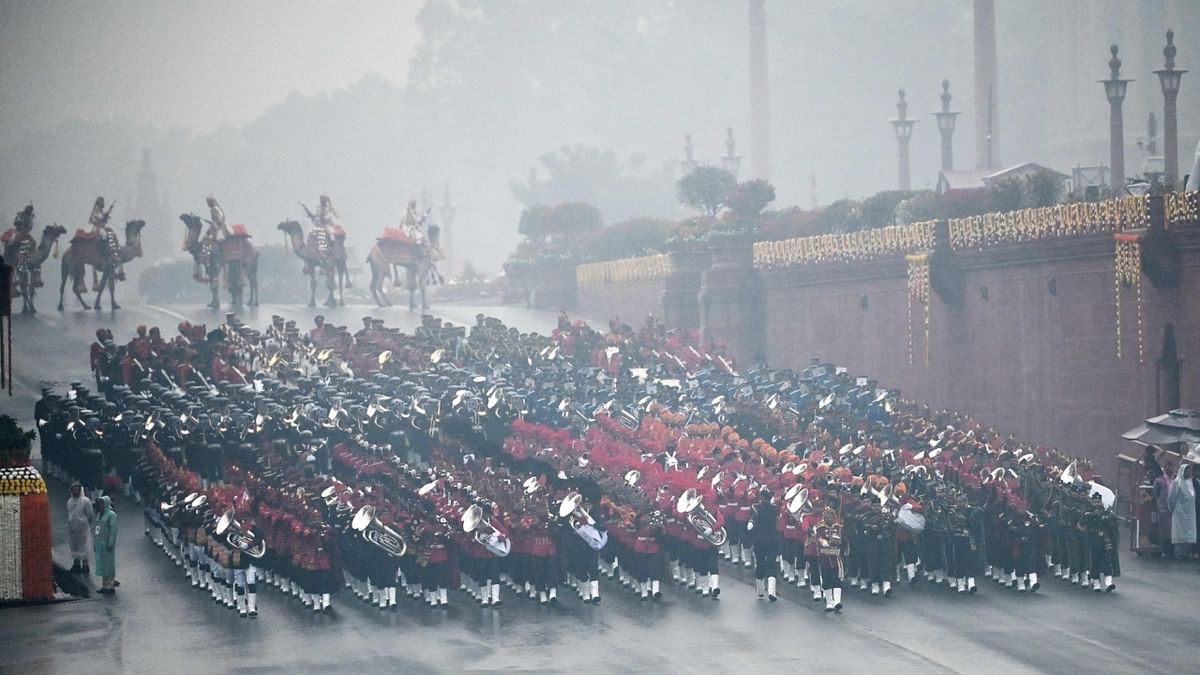 29 Captivating and foot-tapping Indian tunes were played by music bands of the Army, the Navy, the Air Force and teh State Police and the Central Armed Polife Force (CAPF). Credit: AFP Photo