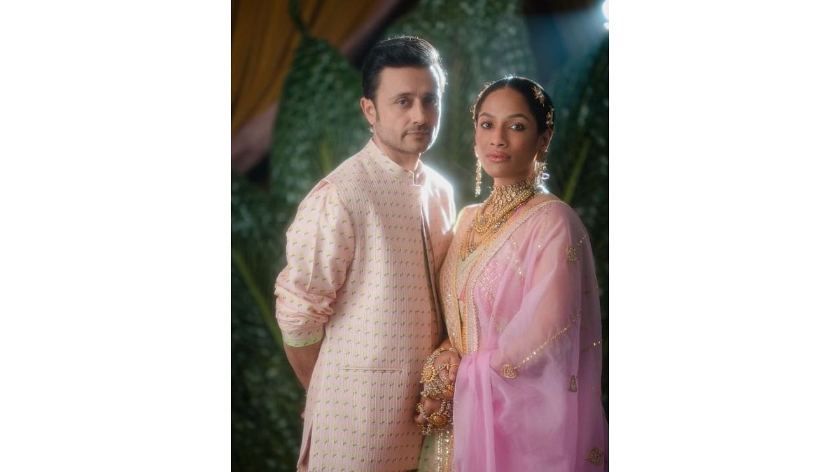 Fashion designer Masaba Gupta married Bollywood actor Satyadeep Misra in an intimate ceremony in Mumbai. Credit: Instagram/@masabagupta