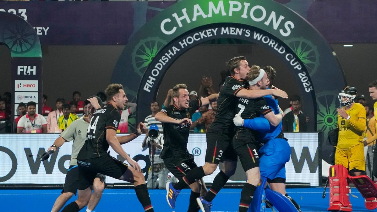 The Germans made a stunning comeback from a two-goal deficit to beat defending champions Belgium 5-4 in a penalty shootout of a classic summit clash. The two sides were locked 3-3 in the regulation time of 60 minutes. Credit: PTI Photo