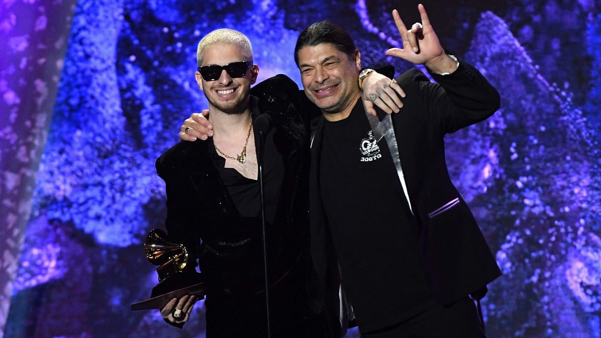 Ozzy Osbourne's album 'Patient Number 9' became Best Rock Album at the Grammys. US producer Andrew Watt and US bass guitarist Robert Trujillo received the award on behalf of Ozzy Osbourne. Credit: AFP Photo