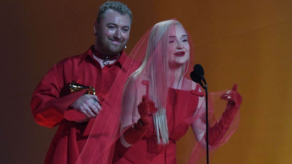 Sam Smith and Kim Petras won the Grammy for best pop duo/group performance single, 'Unholy'. Petras scripted history and became the first transgender woman to win the best pop duo/group performance honor at the Grammys. Credit: AFP Photo