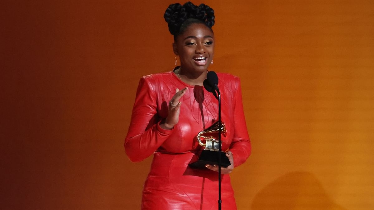 Samara Joy, a 23-year-old jazz singer from the Bronx, New York, won best new artist award at the 2023 Grammy Awards. Credit: Reuters Photo