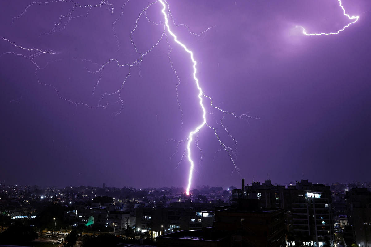 Lightning strikes over the coastal city of Ashkelon, Israel. Credit: Reuters Photo