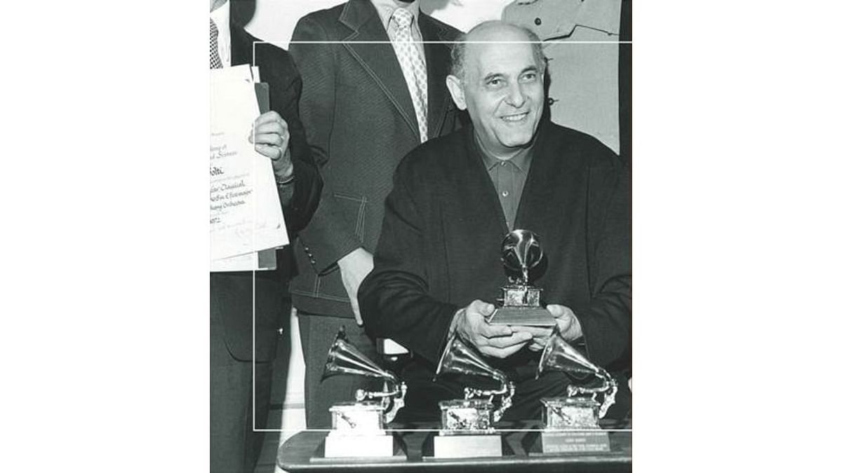 Classical music conductor Georg Solti, who was awarded throughout his career,  is the second artist to have maxium Grammy Awards. He has 31 Grammy Awards as a recording artist which he received from 1963 to 1998. Credit: Twitter/@deccaclassics