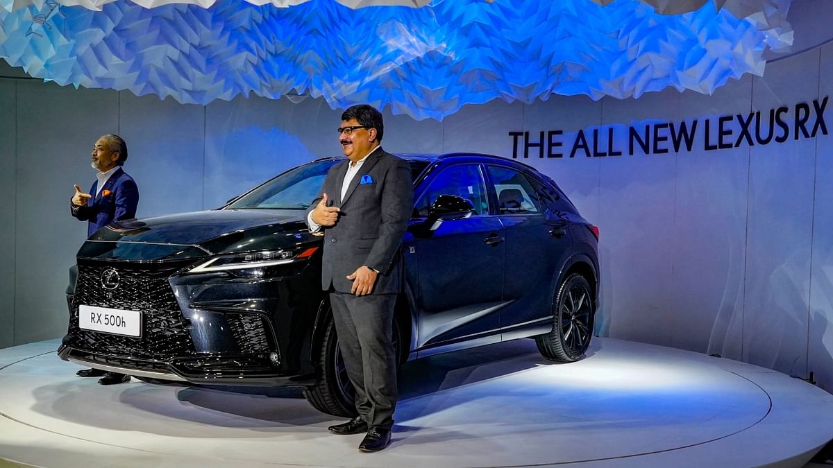 Lexus India unveiled its all-new RX SUV the Auto Expo 2023. In its first-ever participation at India's largest automobile exhibition, Lexus showcased its fifth-generation RX SUV.The new Lexus RX will come in two powertrains: the RX350h Luxury Hybrid and the RX500h F-Sport Performance. Credit: PTI Photo