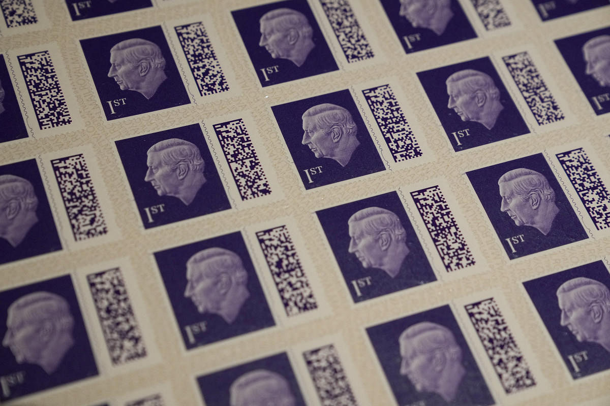 Britain's Royal Mail presents the new King Charles definitive stamp. Credit: REUTERS/Maja Smiejkowska