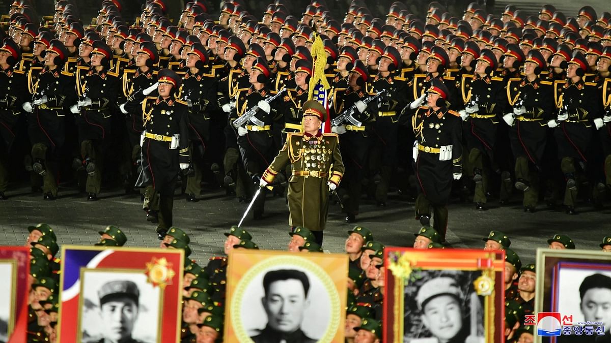 Troops take part in a military parade to mark the 75th founding anniversary of North Korea's army, in Pyongyang, North Korea. Credit: Reuters Photo