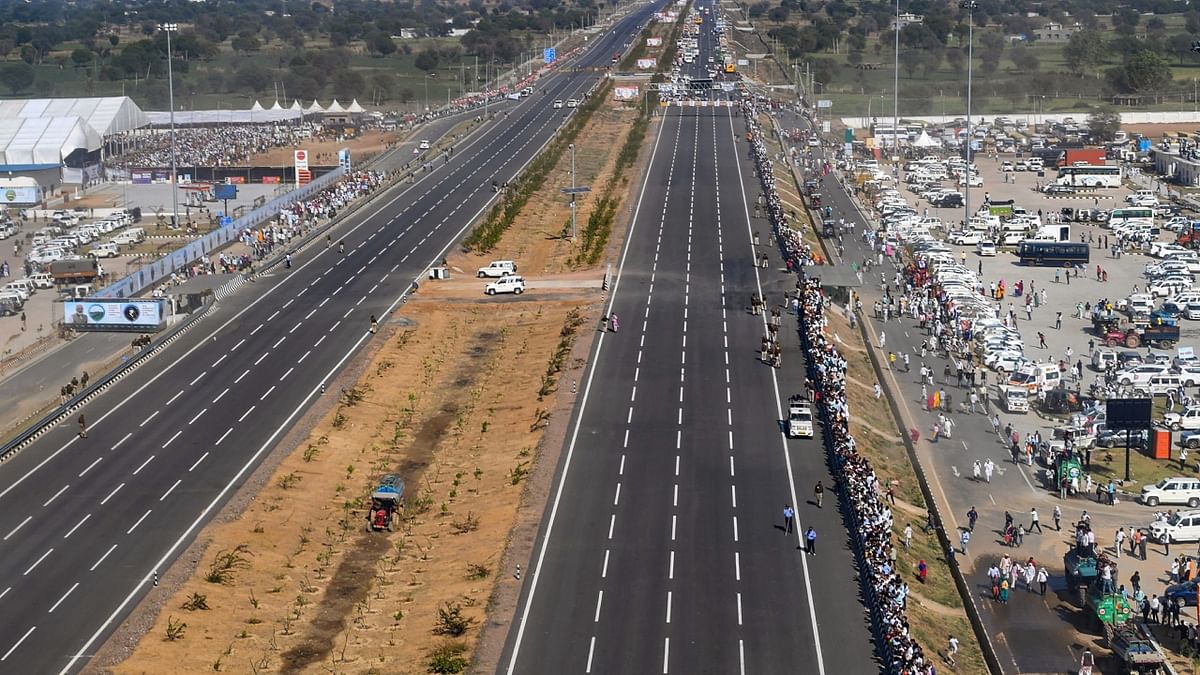 The Delhi-Dausa-Lalsot section of Delhi Mumbai Expressway, in Dausa during its inauguration. Credit: PTI Photo