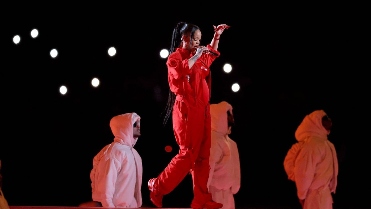 Rihanna  gave a 13-minute performance surrounded by background dancers . Credit: AFP Photo
