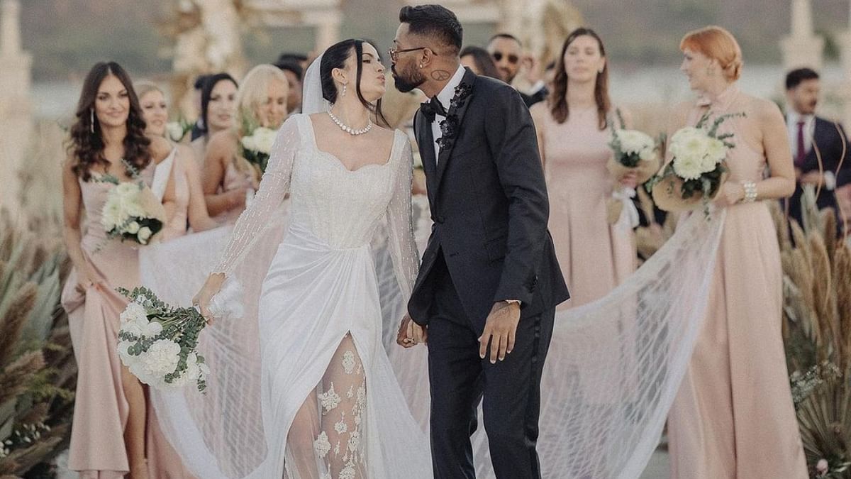 Indian all-rounder Hardik Pandya and Natasa Stankovic renewed their wedding vows in a Christian ceremony on the occasion of Valentine's Day in Udaipur. Credit: Instagram/@hardikpandya93